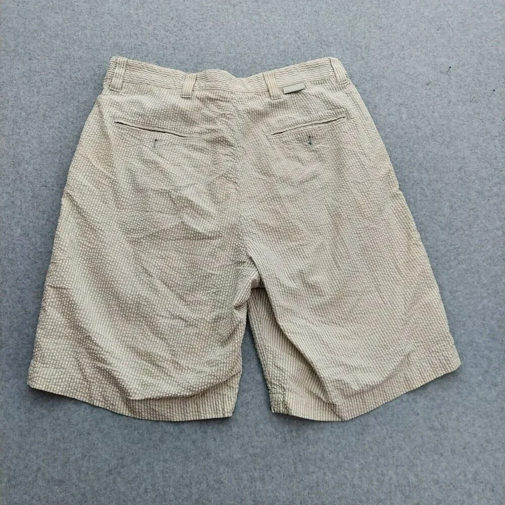 Dockers Tour Shorts Mens Size 36 White/ White Stripe Seersucker Pleated Front‎